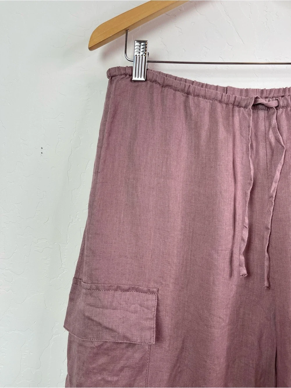 L*Space Sundown Dusty Pink Linen Cargo Wide Leg Boho Coastal Pants Size Medium